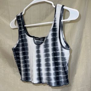 Stripped tie dye black and white tank top size large